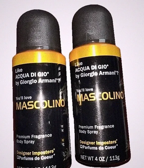 2PC Mascolino Premium Mens Body Spray Designer Imposters Aquatic Fresh 4 oz