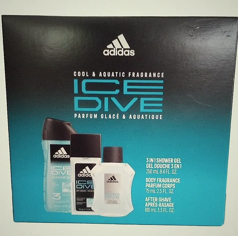 Adidas Ice Dive Gift Set Cool & Aquatic Shower Gel, Body Fragrance, After Shave