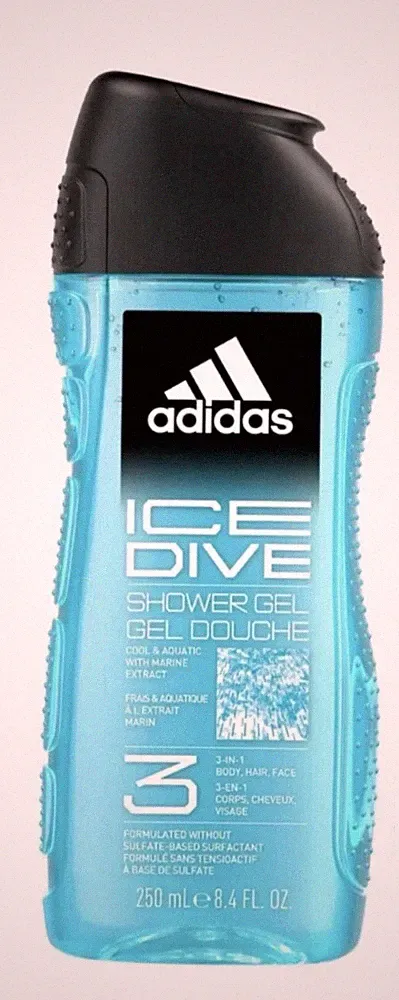 adidas Ice Dive Shower Gel for Men Cool Aquatic Scent Sulfate-Free 8.4 fl oz