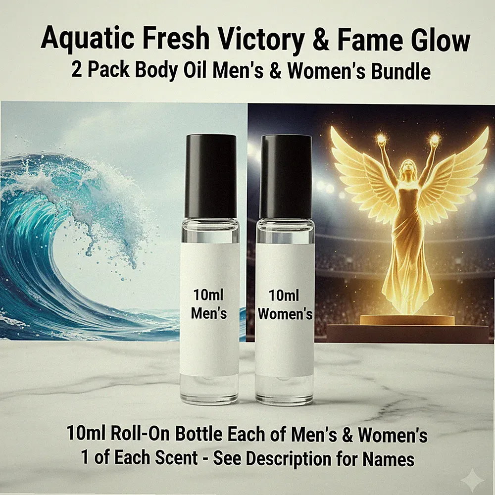 Aquatic Fresh Victory & Fame Glow 2 Pack 10ML RollOn Perfume Body Oil Bundle