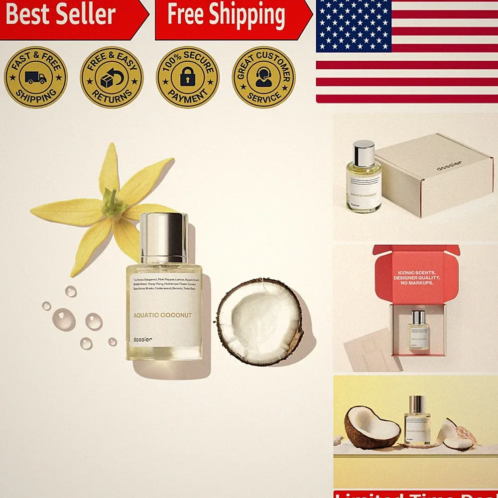 Elegant Aquatic Coconut Fragrance in Glass Bottle - & Paraben-Free