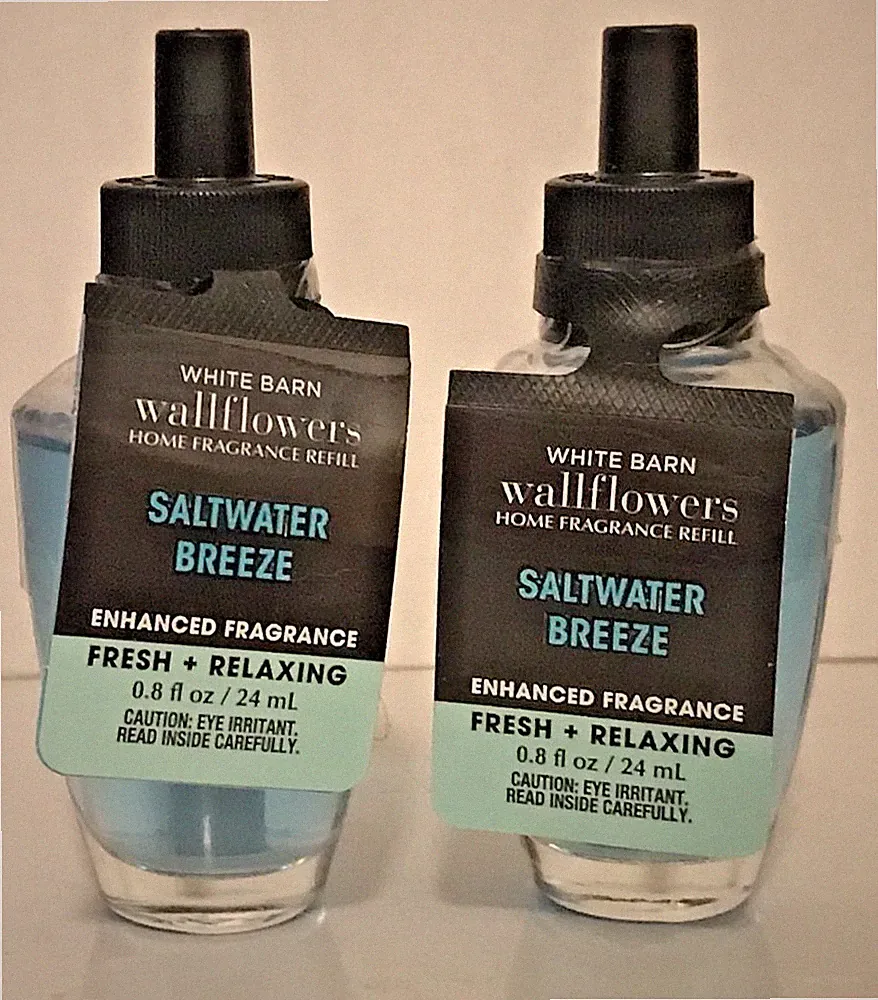 SALTWATER BREEZE WALLFLOWER REFILLS BULBS X 2 BATH BODY WORKS HOME FRAGRANCE NEW